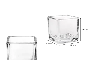Стъклени квадратни съдове  52x50 mm-изображение_размери