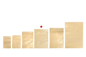 Крафт опаковка тип DOY PACK 160x40x220 mm с цип и прозорец,  с външна и вътрешна облицовка прозрачна - 100 бр.-изображение_група