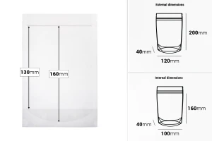 Прозрачна опаковка  Doy Pack 120x40x200 mm с цип  - 100 бр.-изображение_размери