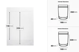 Прозрачни опаковки Doy Pack с размер 180x40x260 mm с цип  - 100 бр-изображение_размери