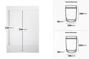 Прозрачна опаковка Doy Pack 200x50x295 mm с цип - 100 бр.-изображение_размери