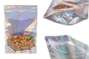 Алуминиеви торбички тип Doy Pack  200х50х300 мм, прозрачни отпред с "цип" - 50 бр.-изображение_продукт