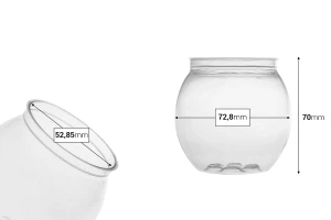 Пластмасова (PET) прозрачна бутилка 210 мл във формата на сфера без капачка - 200 бр.-изображение_размери