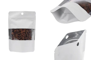 Алуминиеви торбички тип  Doy Pack 100x30x145 мм със закопчаване "цип", с прозорец и възможност за термозапечатване- 100 бр.-изображение_продукт