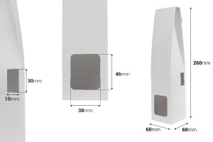 Бяла хартиена кутия с размери 60x60x260 мм за бутилки за ароматизатори с държач за пръчици - 20 бр.-2