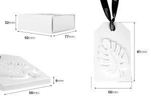 Гипсов дифузер във формата на лист 50x6x81 мм в индивидуална хартиена кутия-изображение_размери