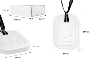 Гипсов дифузер във формата на лист 60x10x80 мм в индивидуална хартиена кутия-изображение_размери