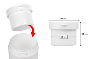 Резервен вътрешен бял буркан с бяла капачка за код 15-6050-изображение_размери