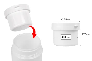 Резервен вътрешен бял буркан с бяла капачка  за код 15-6047-изображение_размери