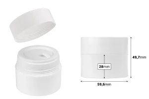 Пластмасов буркан за многократна употреба 50 мл с капачка  и пластмасово уплътнение-изображение_размери