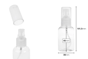 PET бутилка 50 ml с помпа за крем в опаковка от 12 броя-изображение_размери