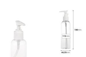Пластмасова PET бутилка 180 мл за шампоан - 12 бр.-изображение_размери