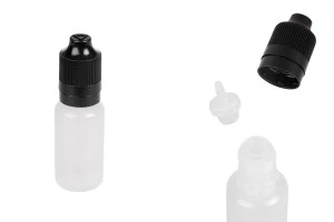 Пластмасова млечна бутилка 15 ml с черна пластмасова капачка CRC и пластмасов капкомер за електронна цигара - 50 бр.-изображение_продукт