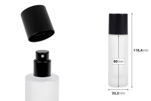 Стъклена матирана бутилка за парфюм 30 мл със спрей и капачка в различни матови цветове-изображение_размери