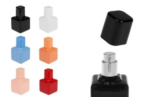 Стъклена бутилка за парфюм 30 мл в различни цветове със спрей и капачка-изображение_продукт