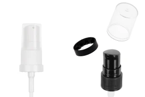 Пластмасова помпа за крем 18/410 с предпазен ринг и прозрачна пластмасова капачка-изображение_продукт