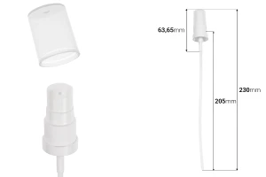 Пластмасова помпа за крем 18/410 с предпазен ринг и прозрачна пластмасова капачка-изображение_размери