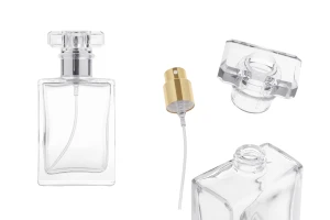 Стъклена бутилка за парфюм 30 мл прозрачна със спрей и капачка-изображение_продукт