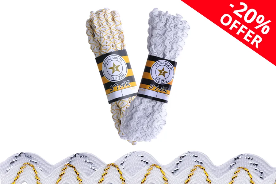 Двойна зигзагообразна трико с метална резба с ширина 5 mm - Продава се на брой за 1 - 13,70 метра-изображение_продукт