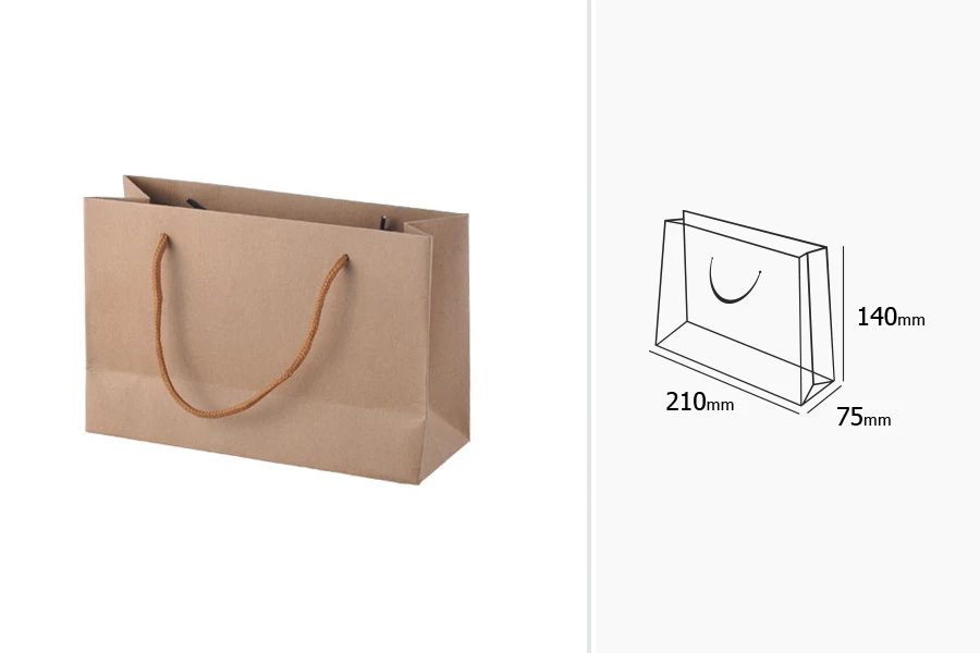 Подаръчна крафт торбичка с размери 210x75x140-изображение_размери