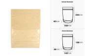 Торбички Doy Pack 160x40x220 мм крафт гръб (14c), прозрачна предна част (8c) със закопчаване "цип" и възможност за запечатване с термозапечатване - 100 бр. Торбички Doy Pack 160x40x220 мм крафт гръб (14c), прозрачна предна част (8c) със закопчаване "цип" и възможност за запечатване с термозапечатване - 100 бр.