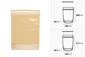 Торбички Doy Pack 180x40x260 мм крафт гръб (14c), прозрачна предна част (8c) със закопчаване "цип" и възможност за запечатване с термозапечатване - 100 бр.-2