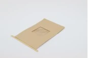 Крафт торбичка с размери 150x70x230 mm  с прозорец и тел за запечатване (tin-tie)