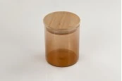 Стъклени буркани с размер 85x100 mm с херметическа дървена капачка Стъклени буркани с размер 85x100 mm с херметическа дървена капачка